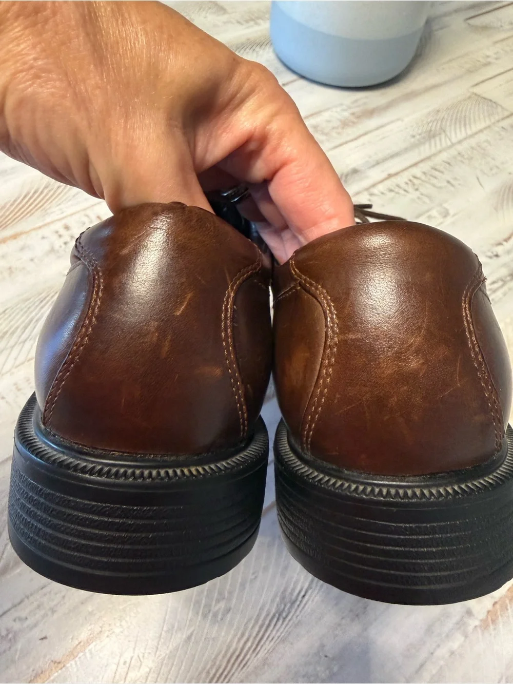 Rockport Men's Margin Dark Brown Leather Lace-Up Oxfords sz9.5W Dress Shoe
